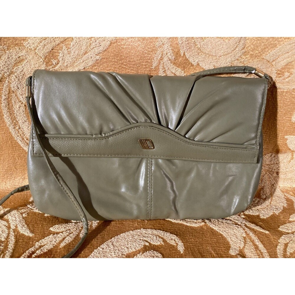 Vintage 80s Purse 1980s Olive Green Faux Leather Casual Cute Chic Retro Handbag